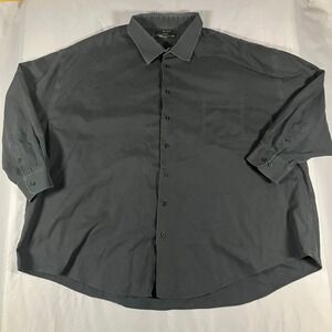 Pronto Uomo Non Iron Dress Shirt Men Solid Dark Gray Long Sleeve Button 22 34/35